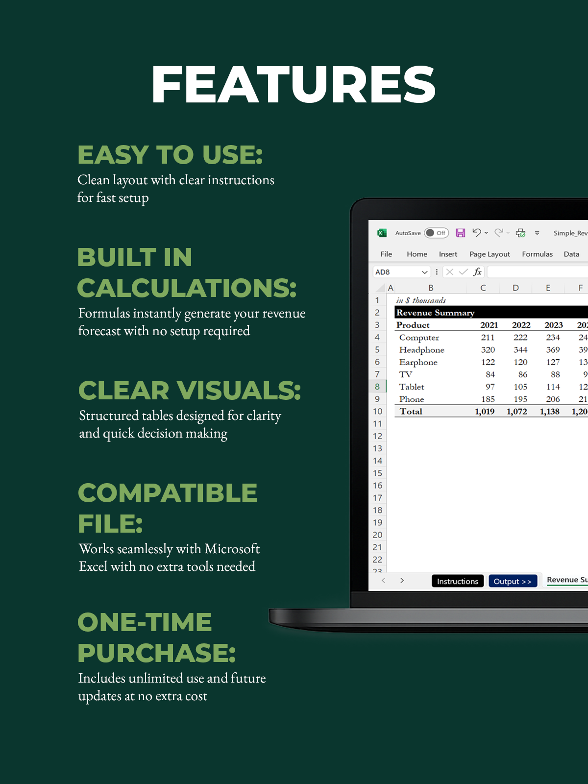 Simple Excel Revenue Forecast