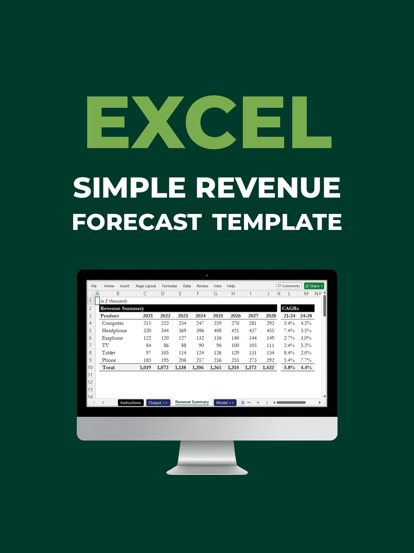 Simple Excel Revenue Forecast