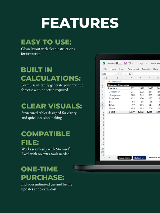 Simple Excel Revenue Forecast