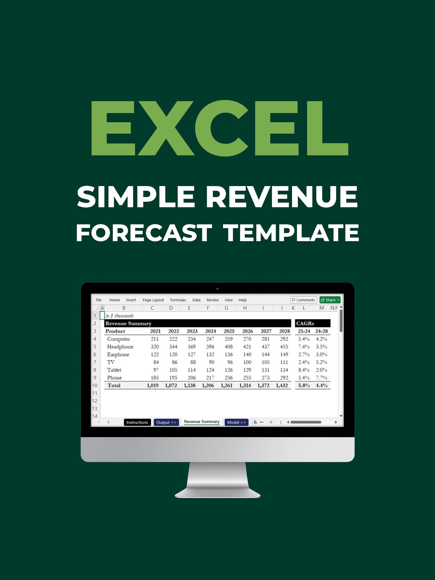 Simple Excel Revenue Forecast - OnRamp Analytics